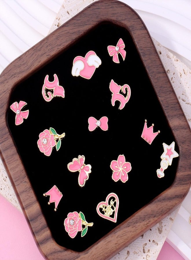 Vopintpy 20 Pcs Valentines Flower Butterfly Nail Charms for Nails Art 3D Bow Heart Nail Charms Mixed Rose Star Design Nail Decorations Shiny Romantic Valentines Nail Art Charms Nail Supplies - Image 2